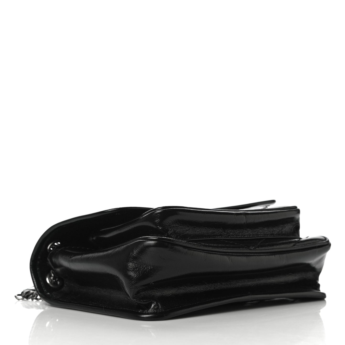 Crinkled Calfskin Matelasse Monogram Baby Niki Chain Satchel Black