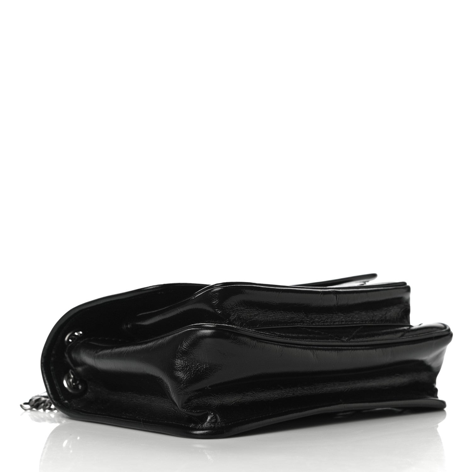 Saint Laurent Crinkled Calfskin Matelasse Monogram Baby Niki Chain Satchel Black 4 of 10