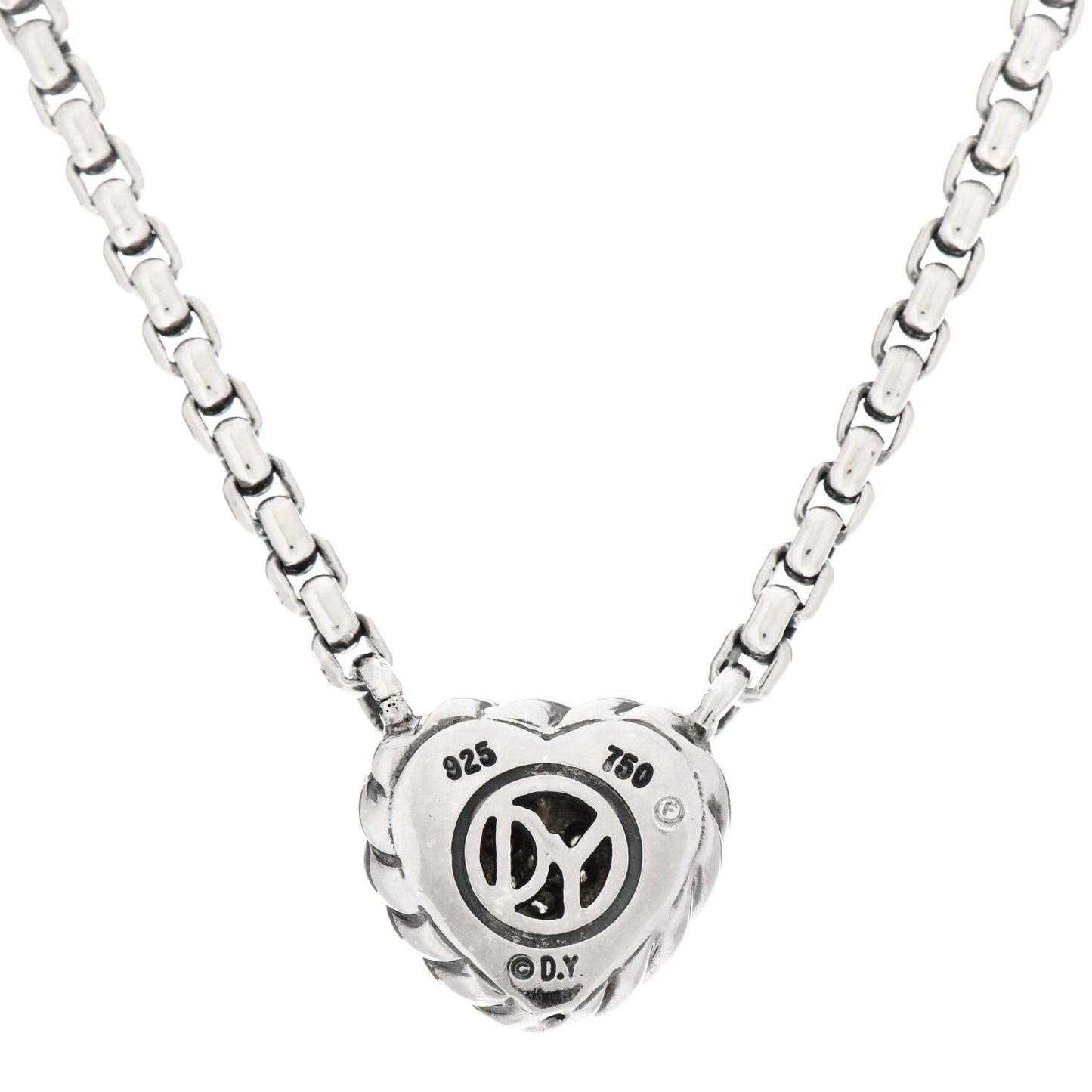 Sterling Silver 18K Yellow Gold Diamond Pave Cable Heart Pendant Necklace