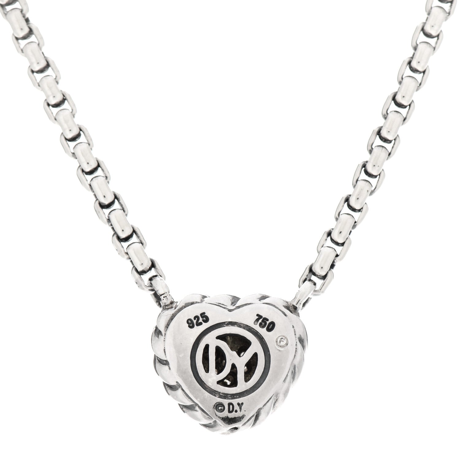 David Yurman Sterling Silver 18K Yellow Gold Diamond Pave Cable Heart Pendant Necklace 3 of 3