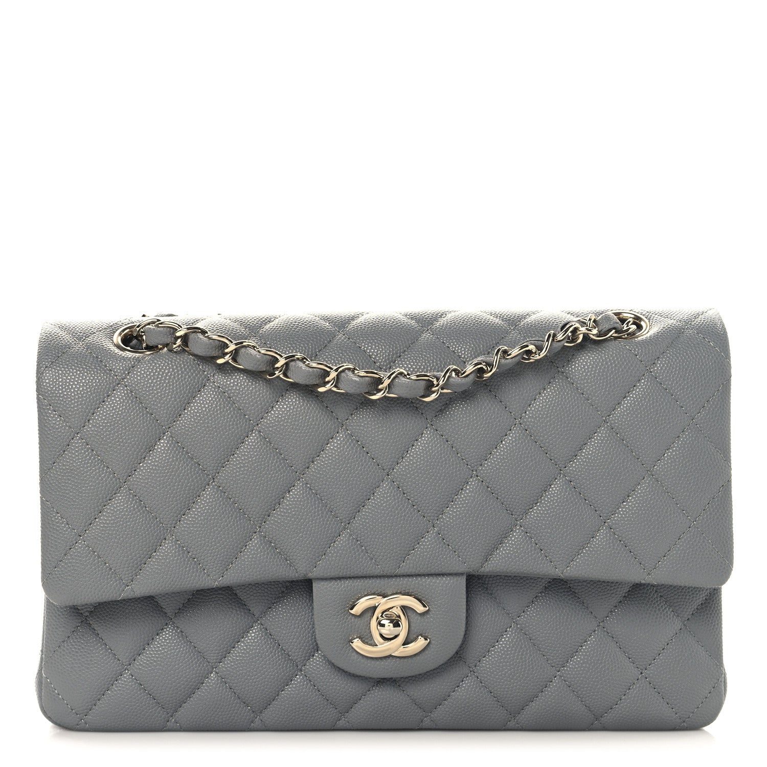 Chanel Caviar Quilted Medium Double Flap Grey 1 of 10