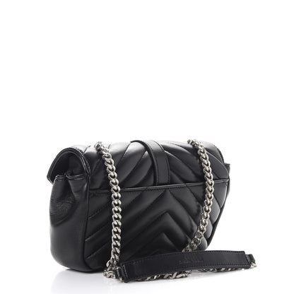 Saint Laurent Grained Calfskin Matelasse Chevron Monogram Classic Baby Chain Bag Black 4 of 8