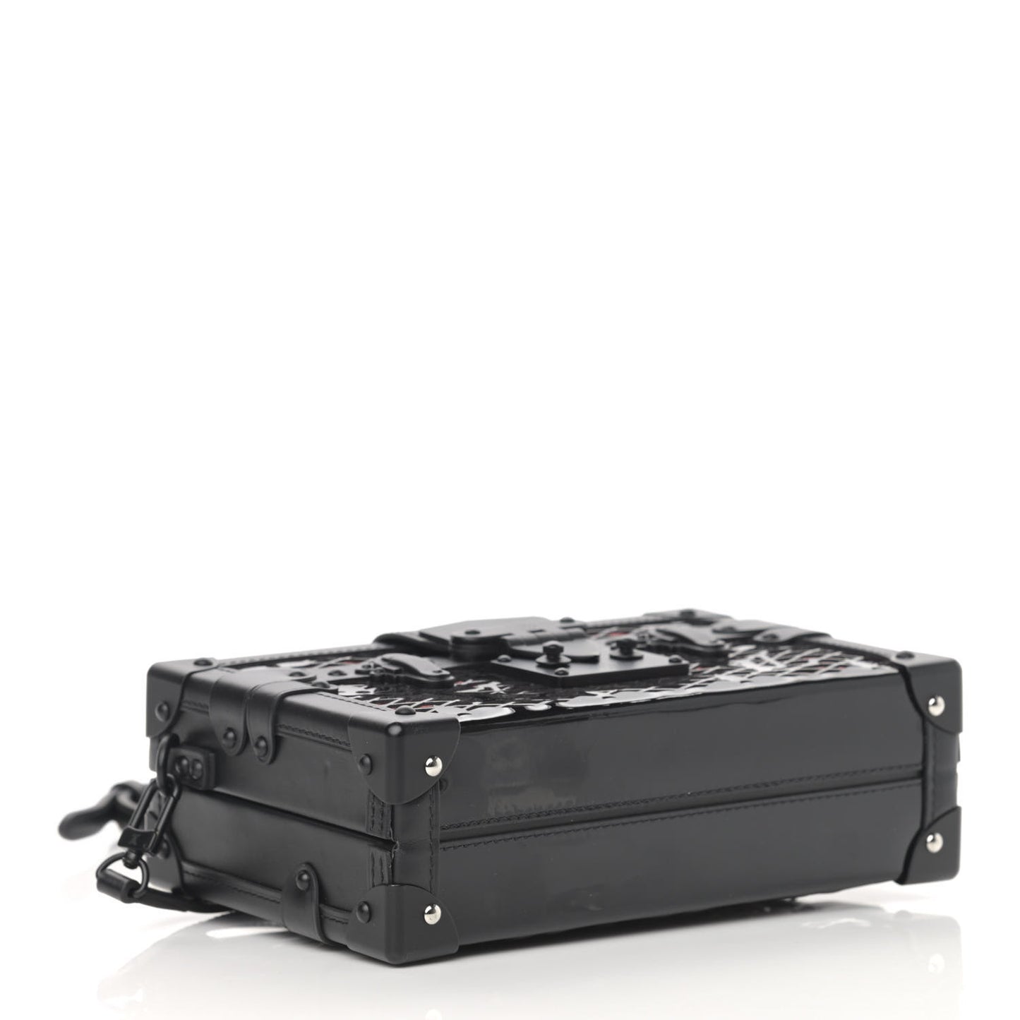 Patent Monogram Petite Malle Black Red