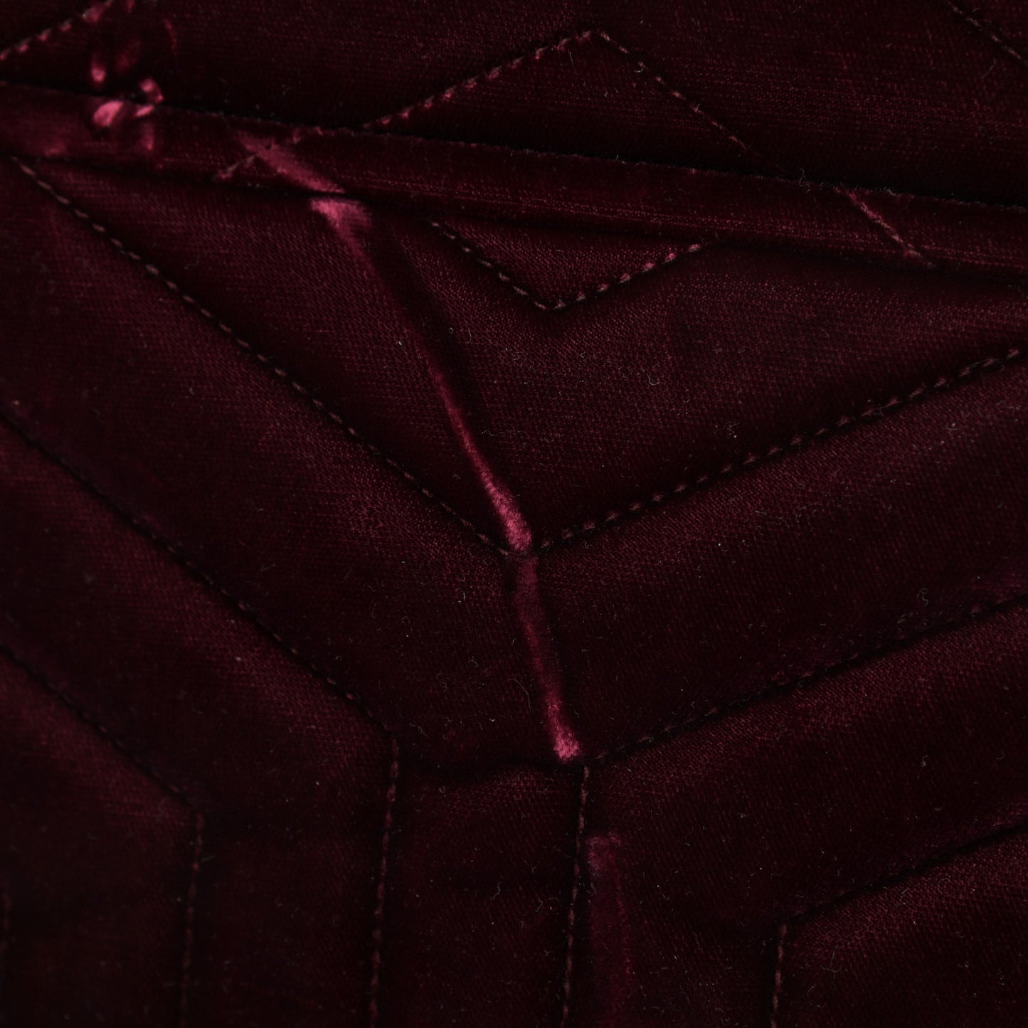 Velvet Y Quilted Monogram Small Loulou Chain Satchel Burgundy