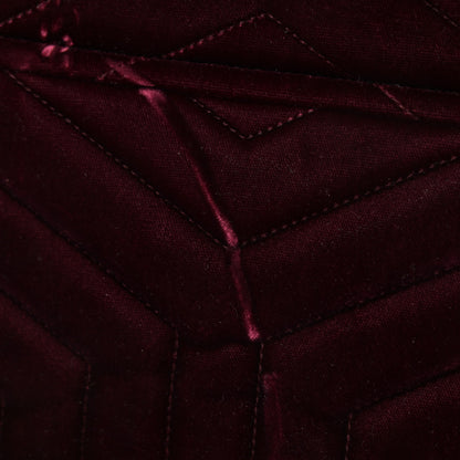 Saint Laurent Velvet Y Quilted Monogram Small Loulou Chain Satchel Burgundy 14 of 15