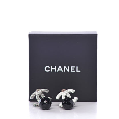 Chanel Ruthenium CC Bead Drop Clip On Earrings Black 5 of 5
