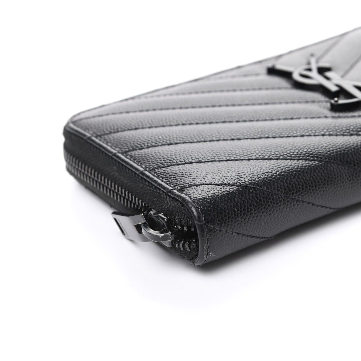 Grain De Poudre Matelasse Chevron Monogram Zip Around Wallet Black