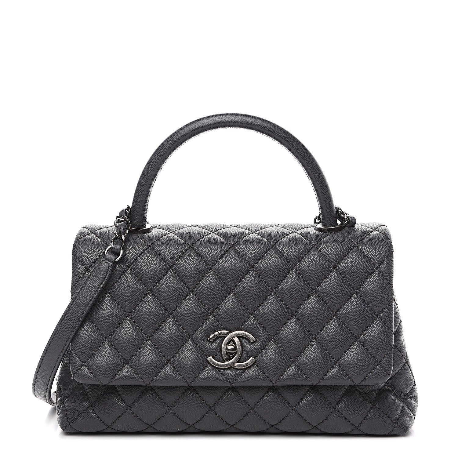 Chanel Caviar Quilted Small Coco Handle Flap Gray 1 of 11