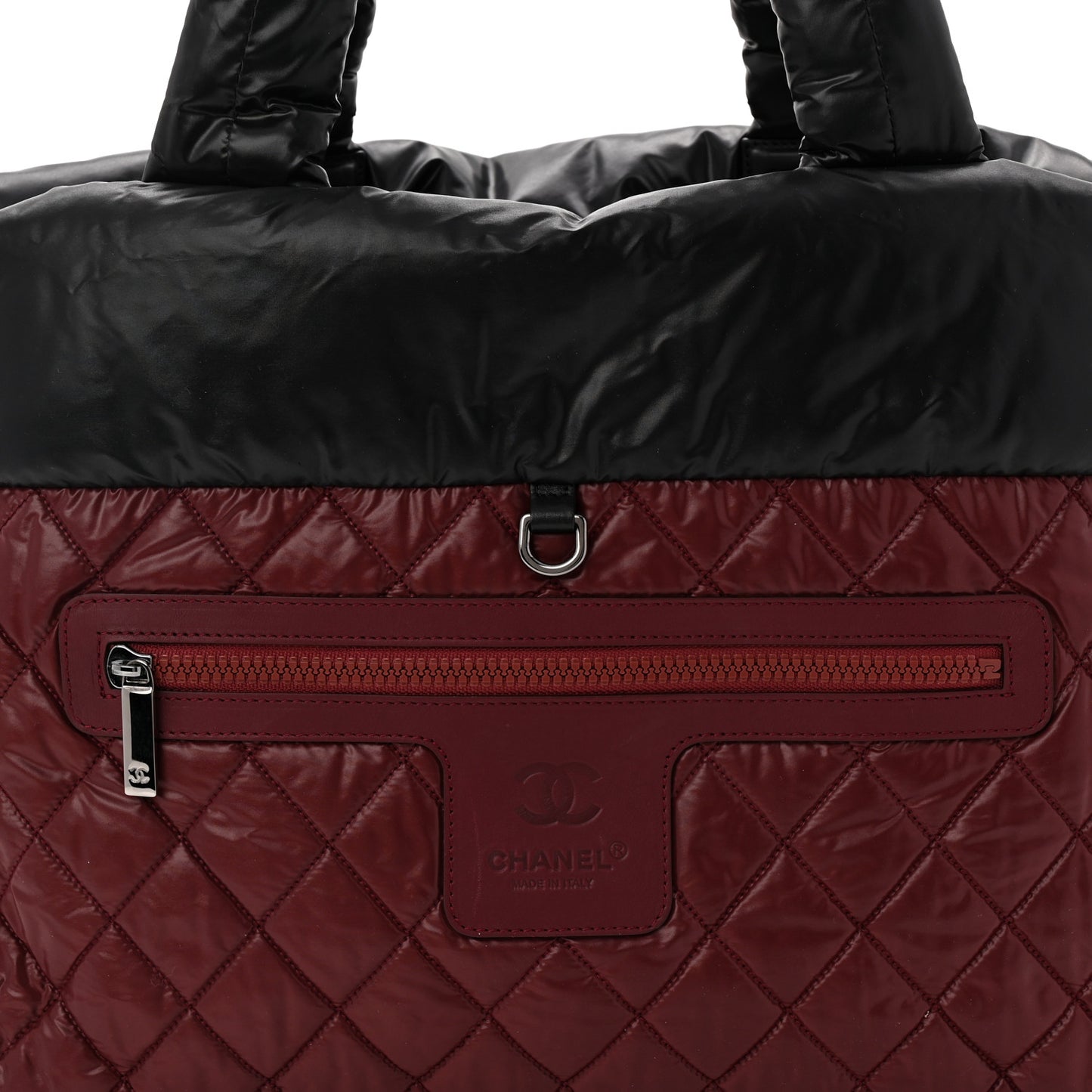 Nylon Quilted Medium Coco Cocoon Reversible Tote Black