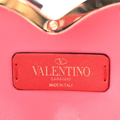 Valentino Garavani Nappa Carry Secrets Heart Rockstud Spike Minaudiere Clutch Shadow Pink Red 5 of 10