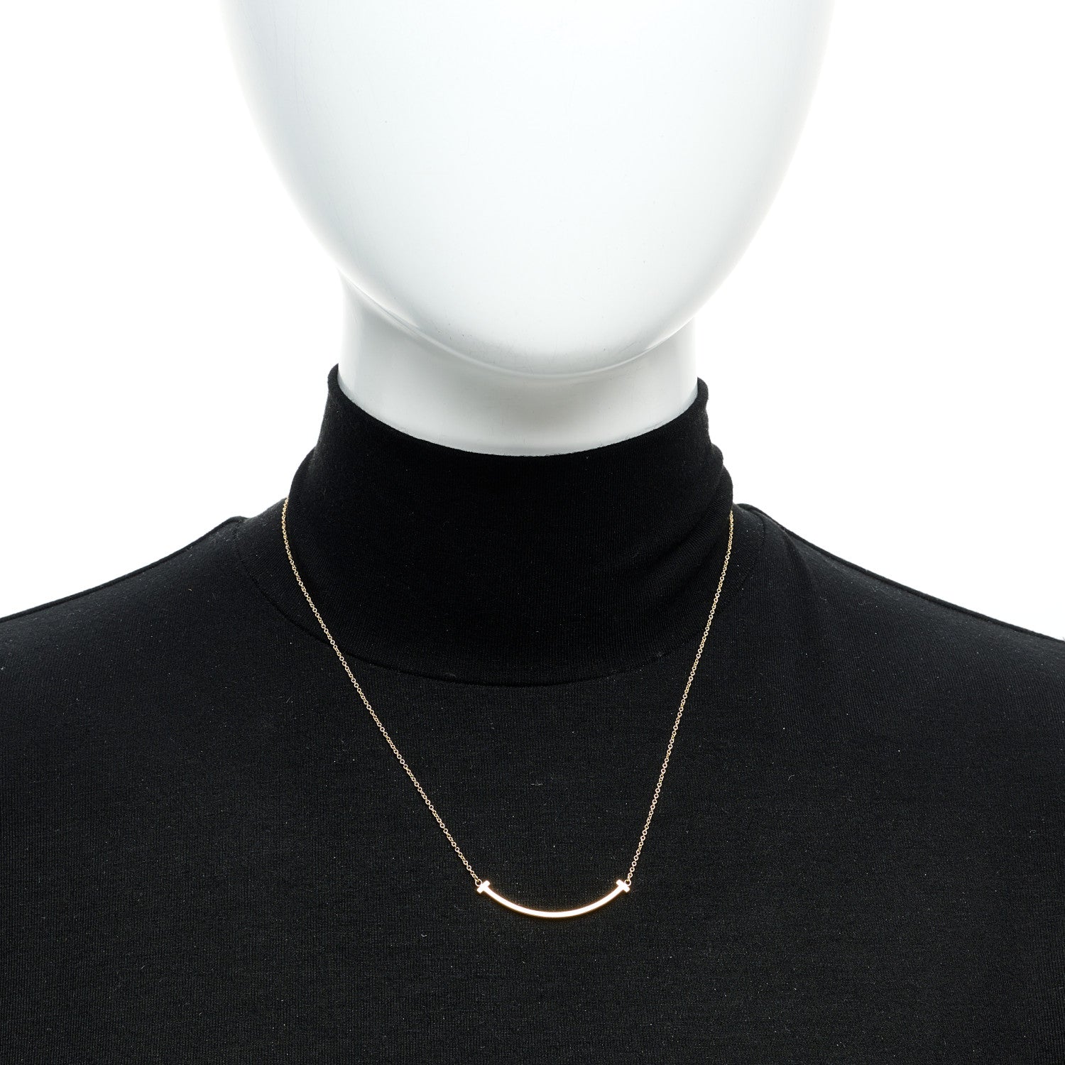Tiffany 18K Yellow Gold Small T Smile Pendant Necklace 2 of 6