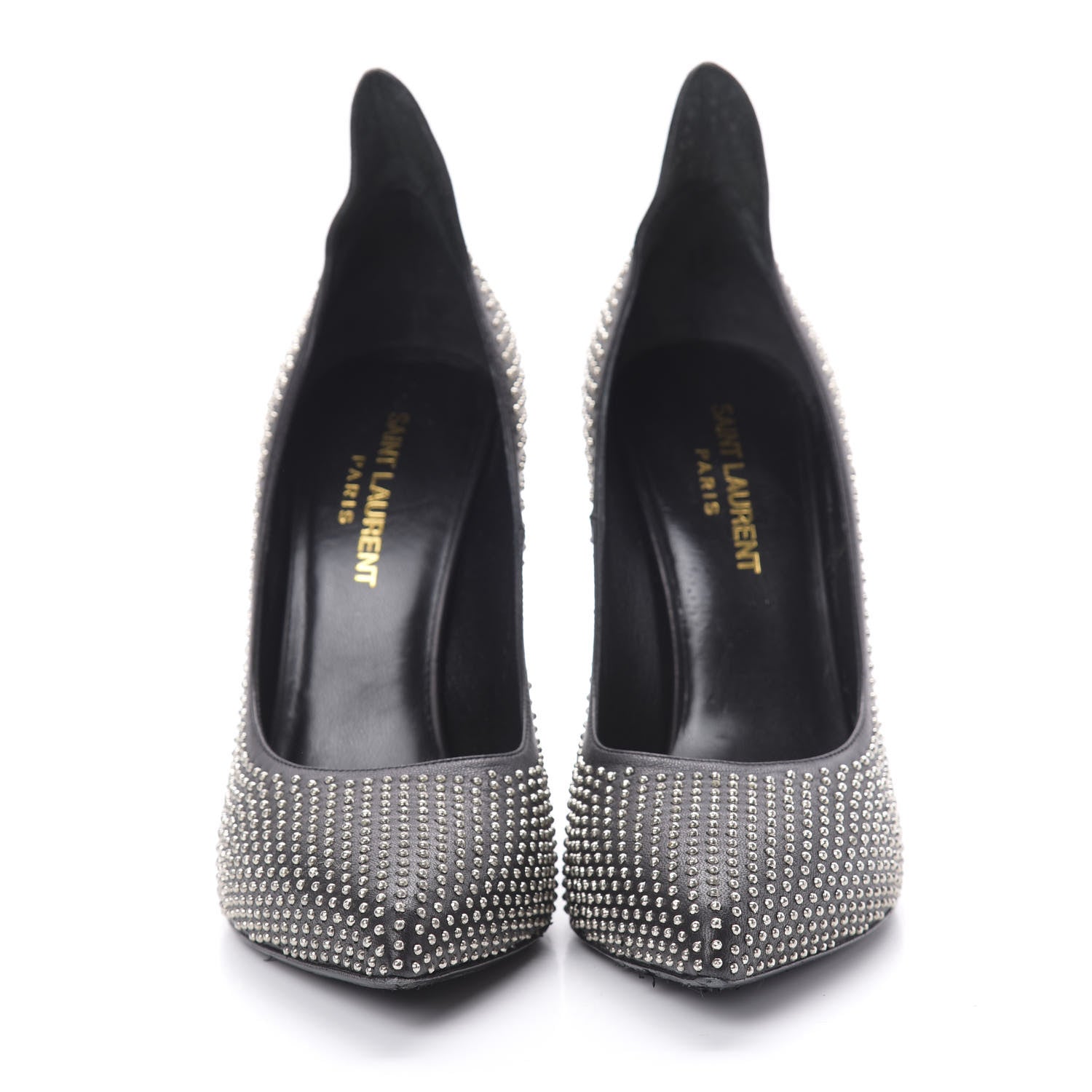 Saint Laurent Calfskin Paris Micro Studded 110 Thorn Pumps 37 Black 2 of 11