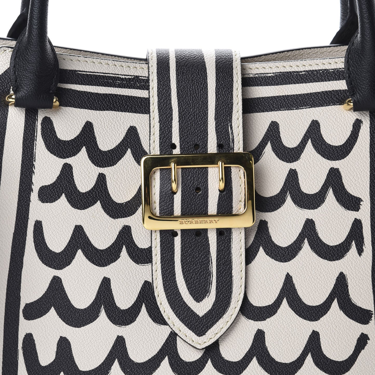 Soft Grain Calfskin L'oeil Print Medium Buckle Tote Limestone