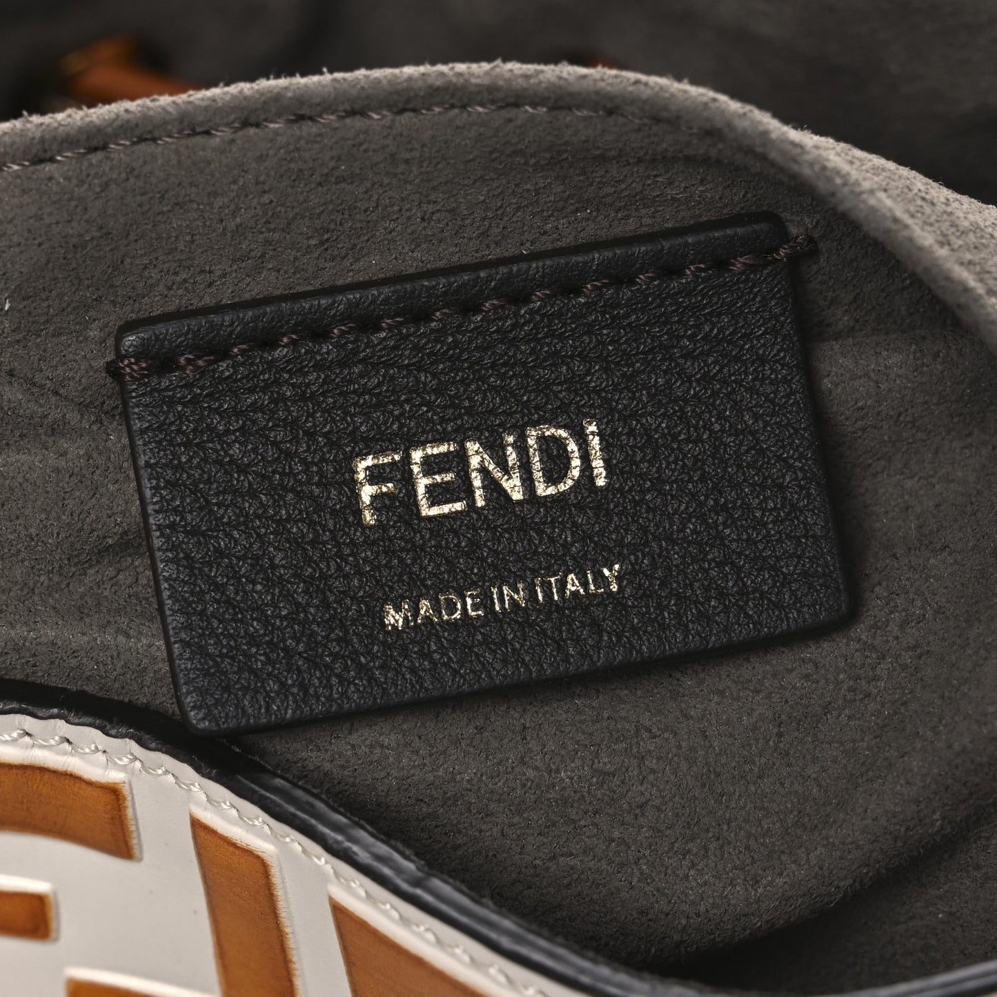 Vitello Grace F is Fendi Bi-Color FF 1974 Embossed Grande Mon Tresor Bucket Bag White Brown