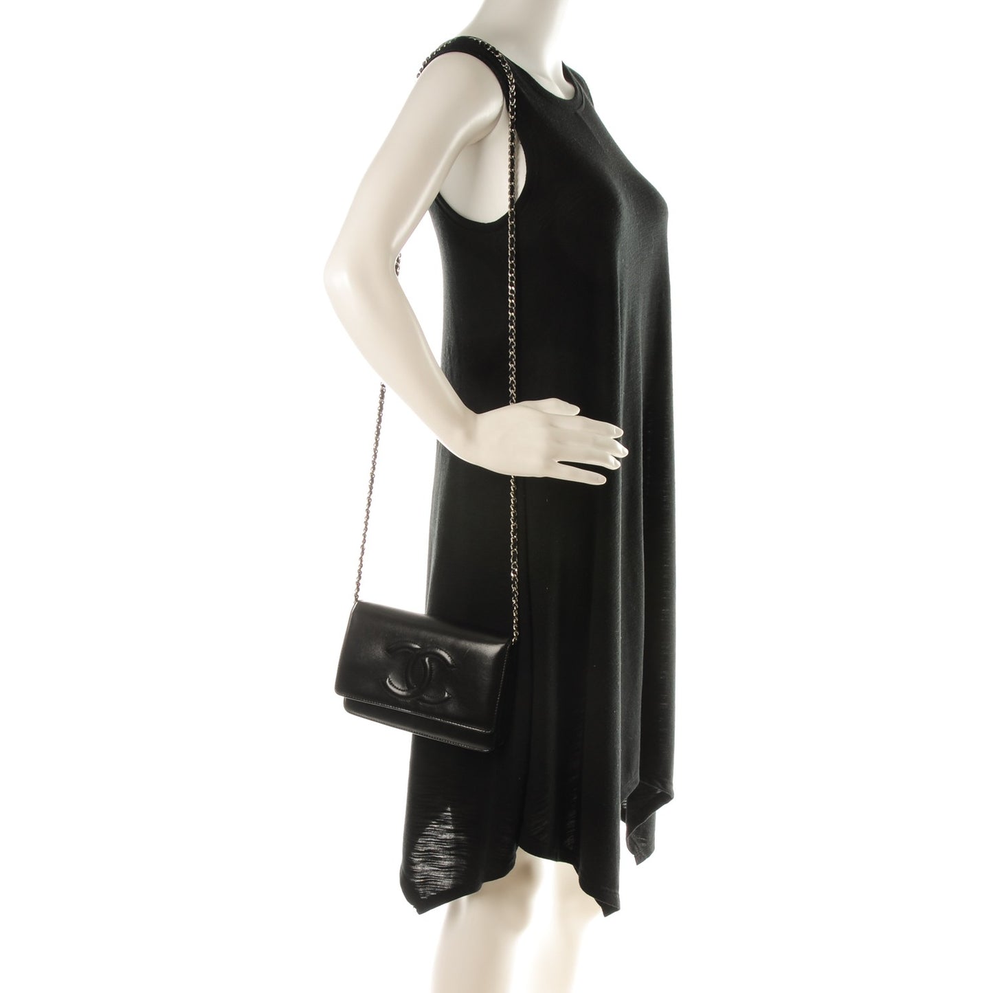 Lambskin Timeless CC Wallet On Chain WOC Black