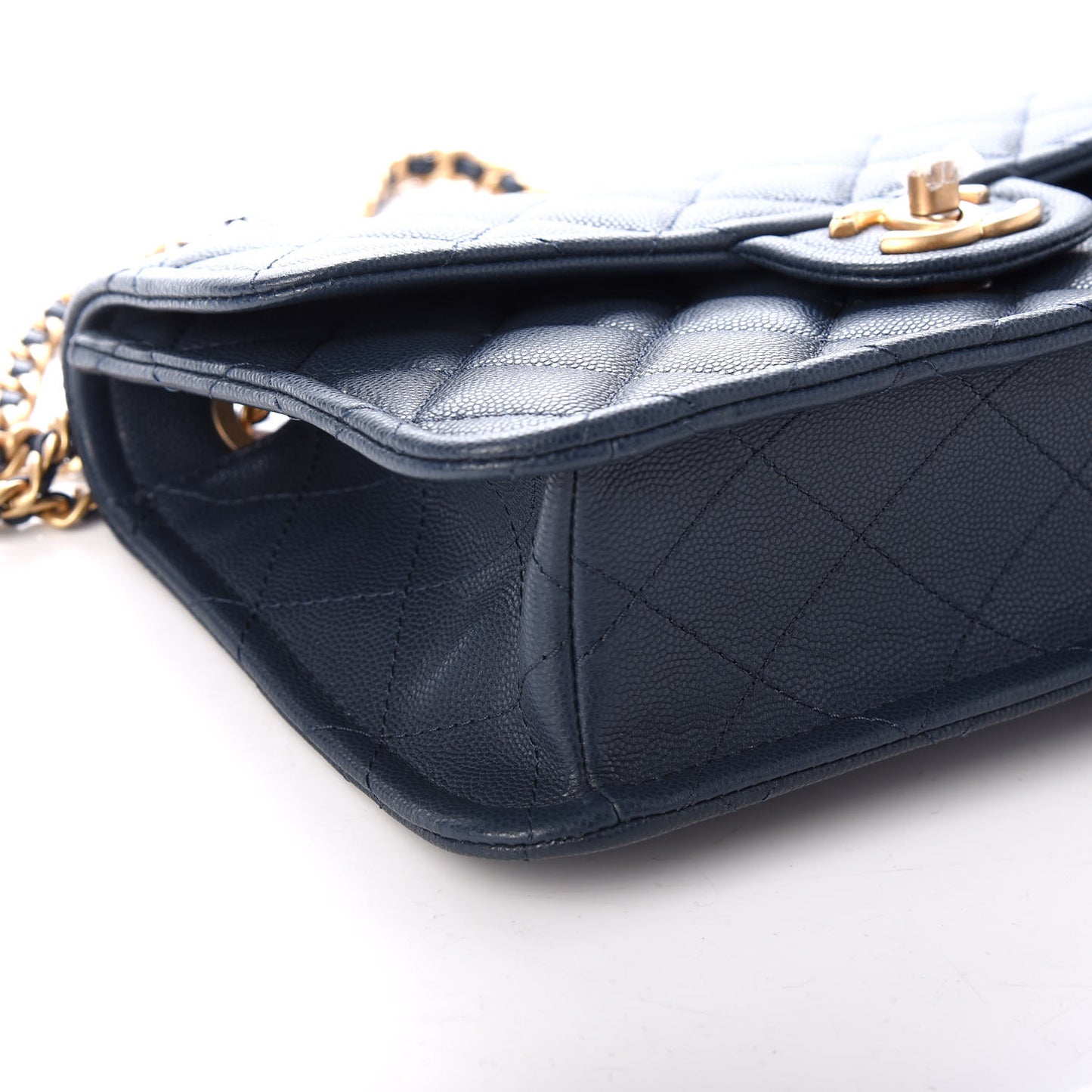 Caviar Quilted Medium Sweet Classic Flap Navy Blue