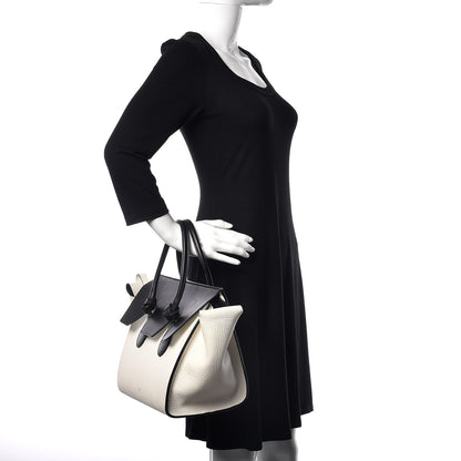 Celine Elephant Calfskin Mini Bi-Color Tie Knot Tote White Black 2 of 16