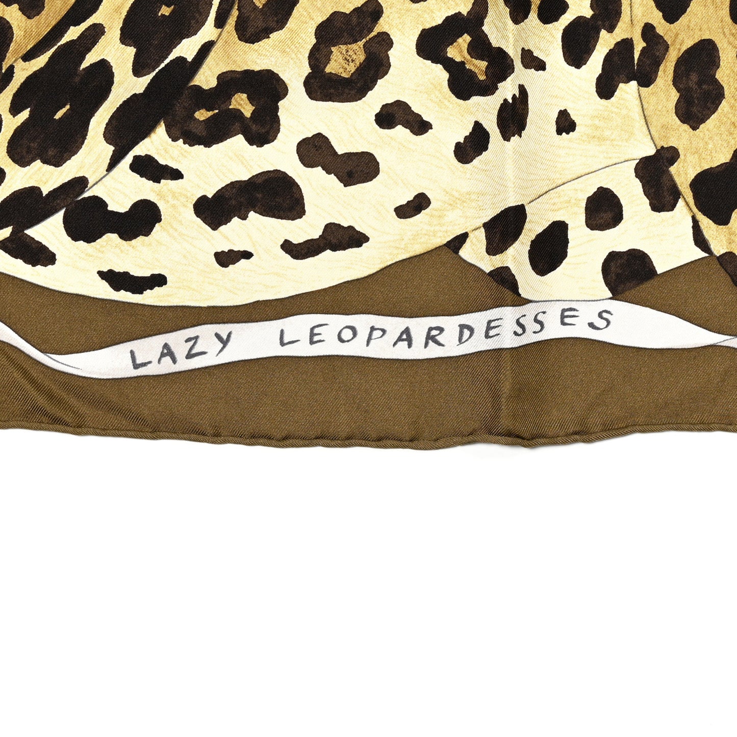 Silk Twill Lazy Leopardesses Scarf 90 Vert Black Gris Anthracite