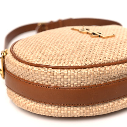 Saint Laurent Raffia Calfskin Round Camera Bag Golden Ecru Brick 9 of 10