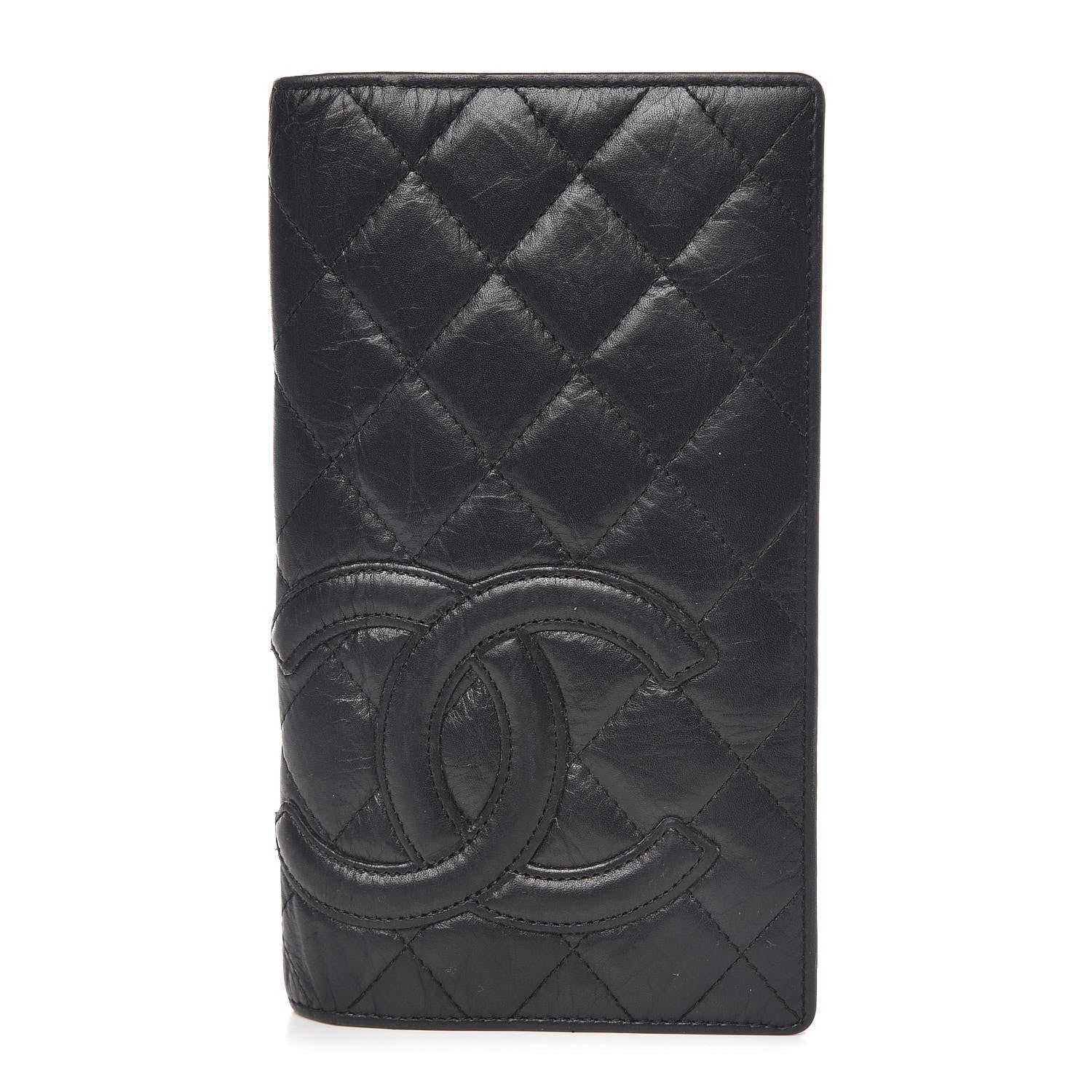 Chanel Aged Calfskin Quilted Cambon Yen Wallet Black 1 of 8