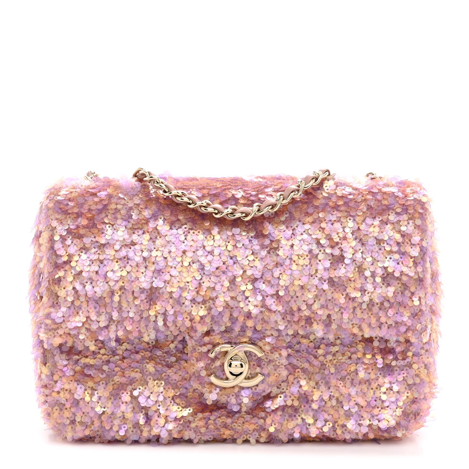 Chanel Sequin Small Single Flap Pink Light Pink 1 of 11