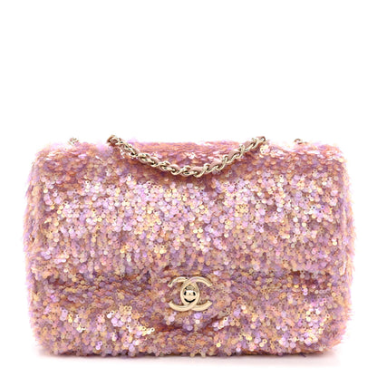 Chanel Sequin Small Single Flap Pink Light Pink 1 of 11