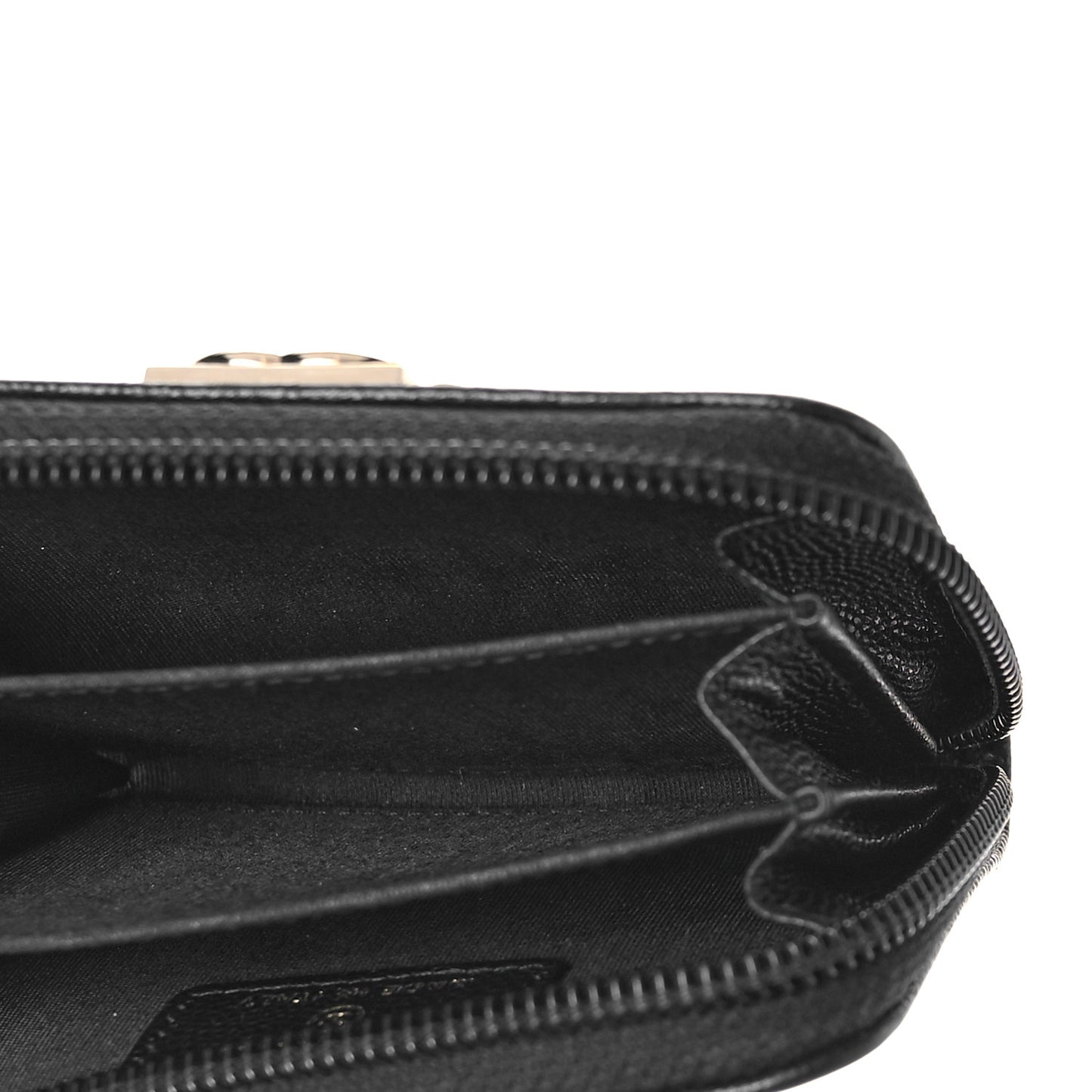 Caviar Quilted Boy Zip Around Coin Purse Wallet Black