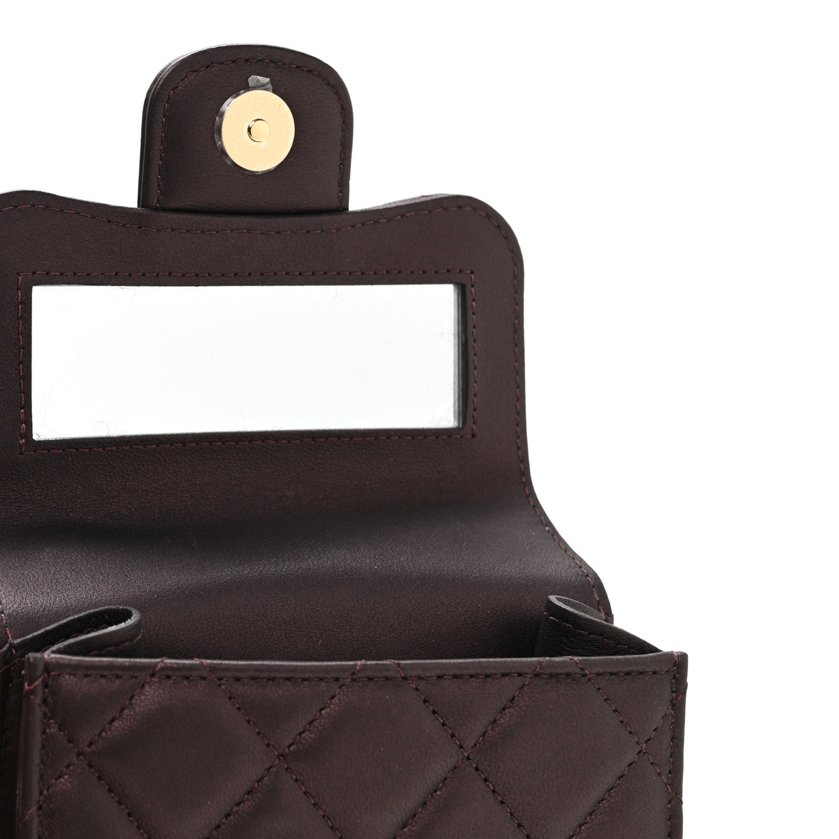 Chanel Iridescent Lambskin Quilted Top Handle Clutch With Chain Burgundy 6 of 12