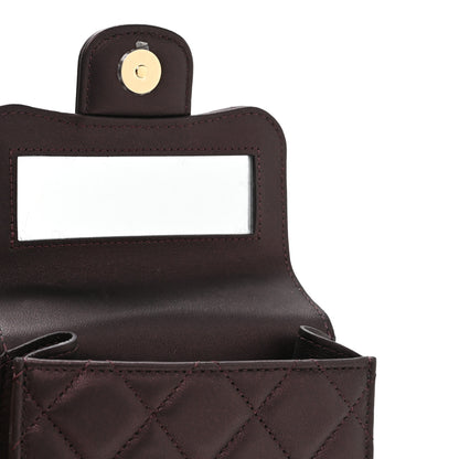 Chanel Iridescent Lambskin Quilted Top Handle Clutch With Chain Burgundy 6 of 12