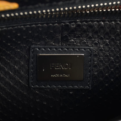 Fendi Vitello Morgan Python Crocodile Monster Eyes Medium Peekaboo Iconic Satchel Black Girasole 7 of 9