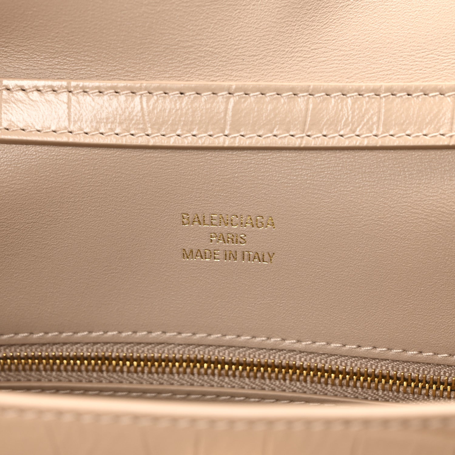 Balenciaga Shiny Calfskin Crocodile Embossed Small Rodeo Top Handle Handbag Nude 6 of 9