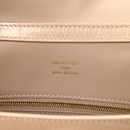 Balenciaga Shiny Calfskin Crocodile Embossed Small Rodeo Top Handle Handbag Nude 6 of 9