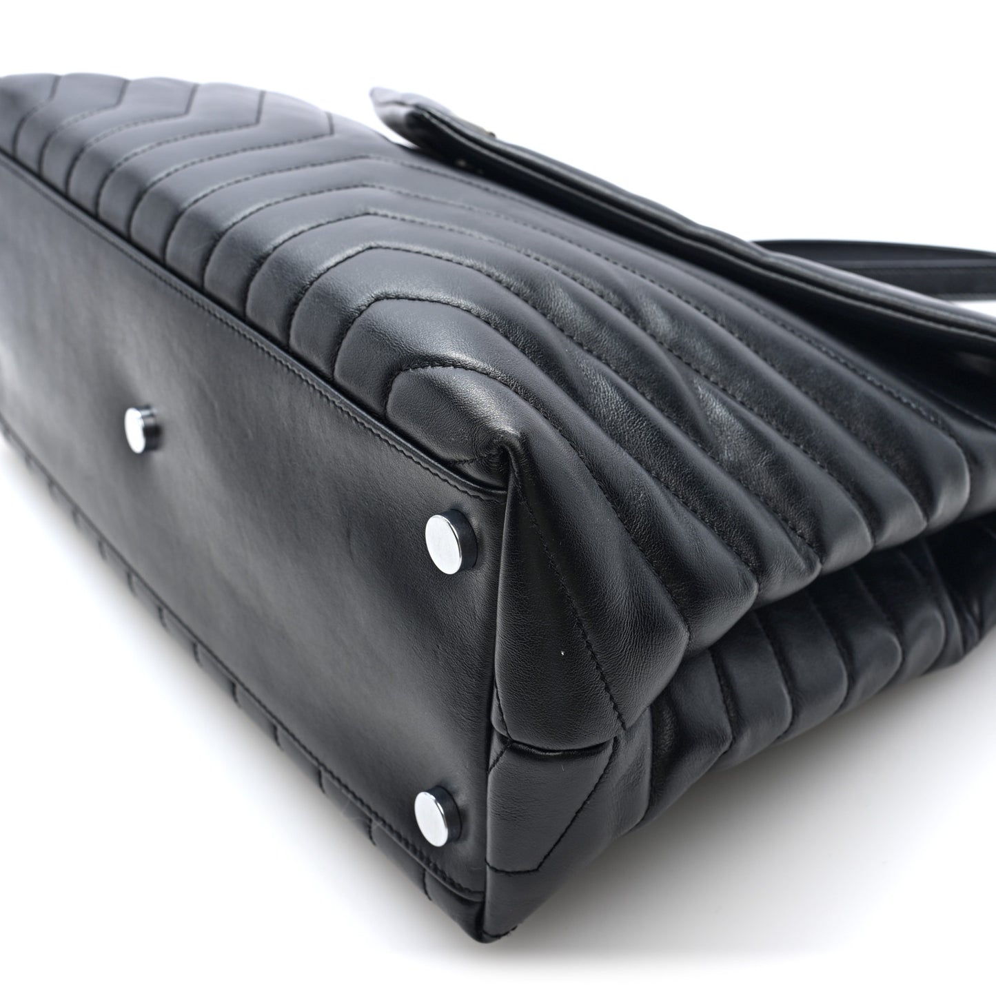 Calfskin Y Quilted Monogram Large Loulou Chain Satchel Black Black