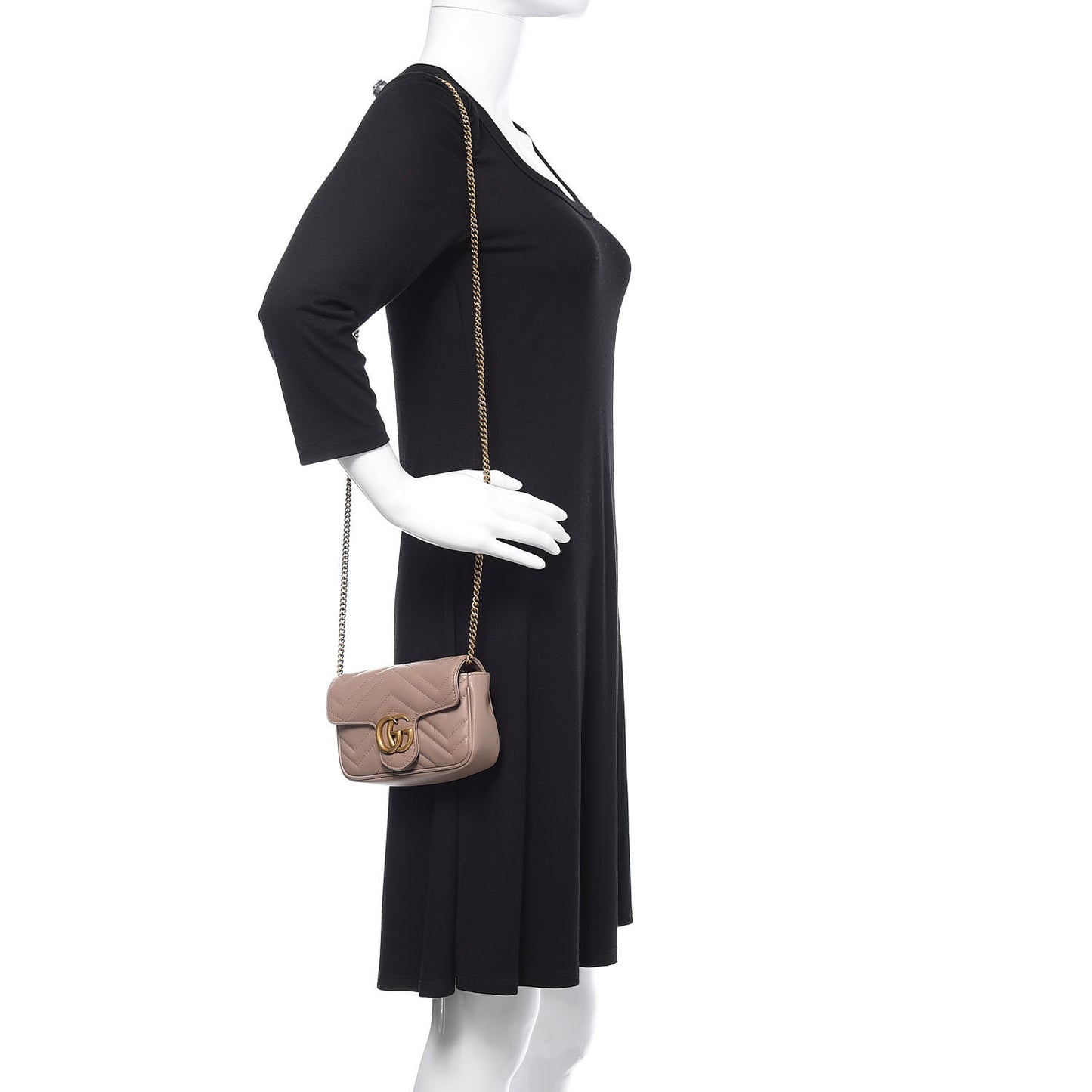 Calfskin Matelasse Super Mini GG Marmont Shoulder Bag Porcelain Rose