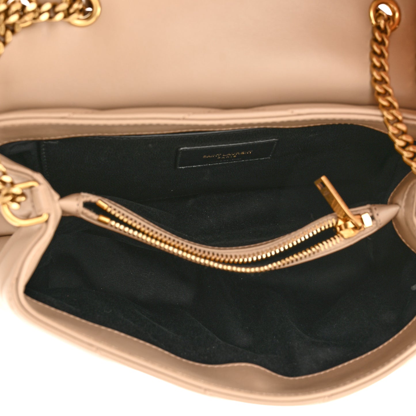 Calfskin Y Quilted Monogram Small Loulou Chain Satchel Dark Beige