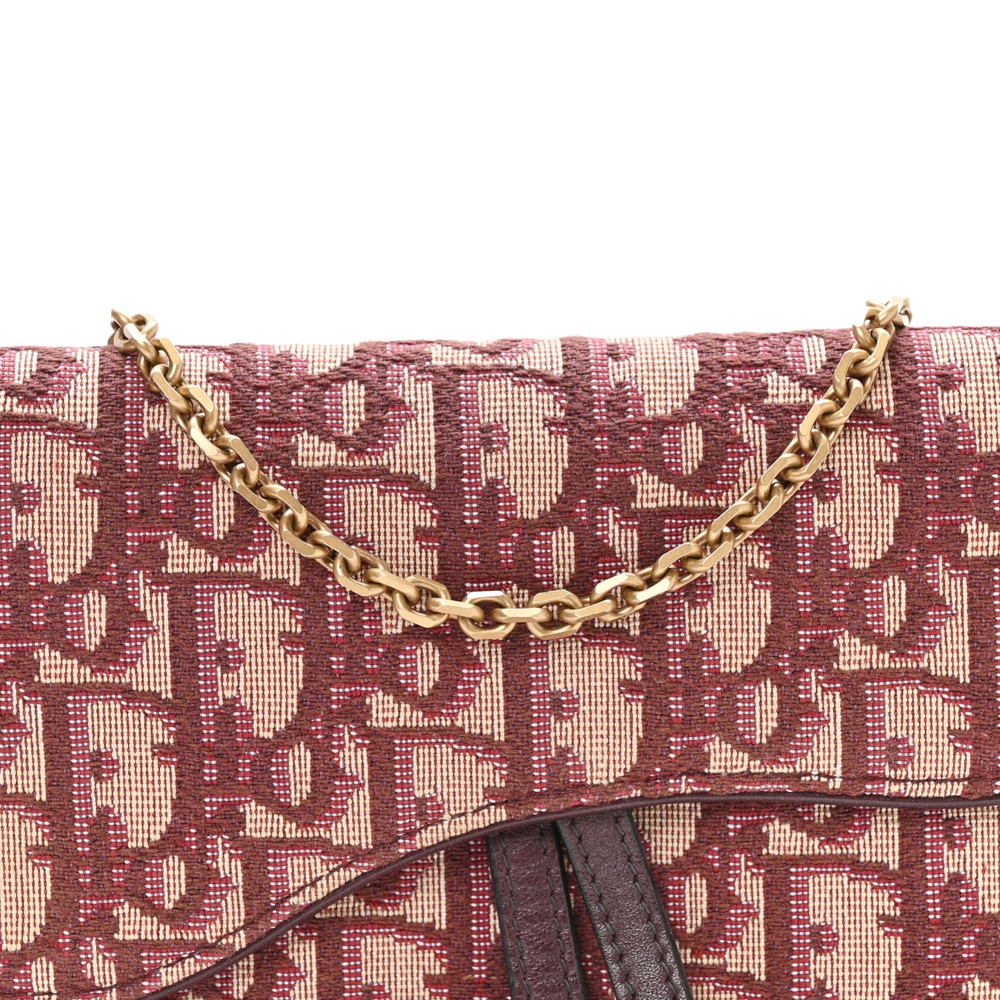 Oblique Saddle Chain Long Wallet Bordeaux