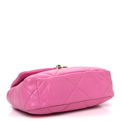 Chanel Shiny Lambskin Quilted Medium Chanel 19 Flap Neon Pink 4 of 11