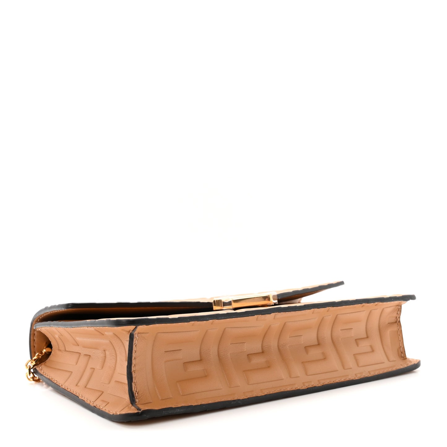 Vitello Ceylon Bi-Color FF 1974 Embossed FF Diamonds Chain Wallet Miele Scuro