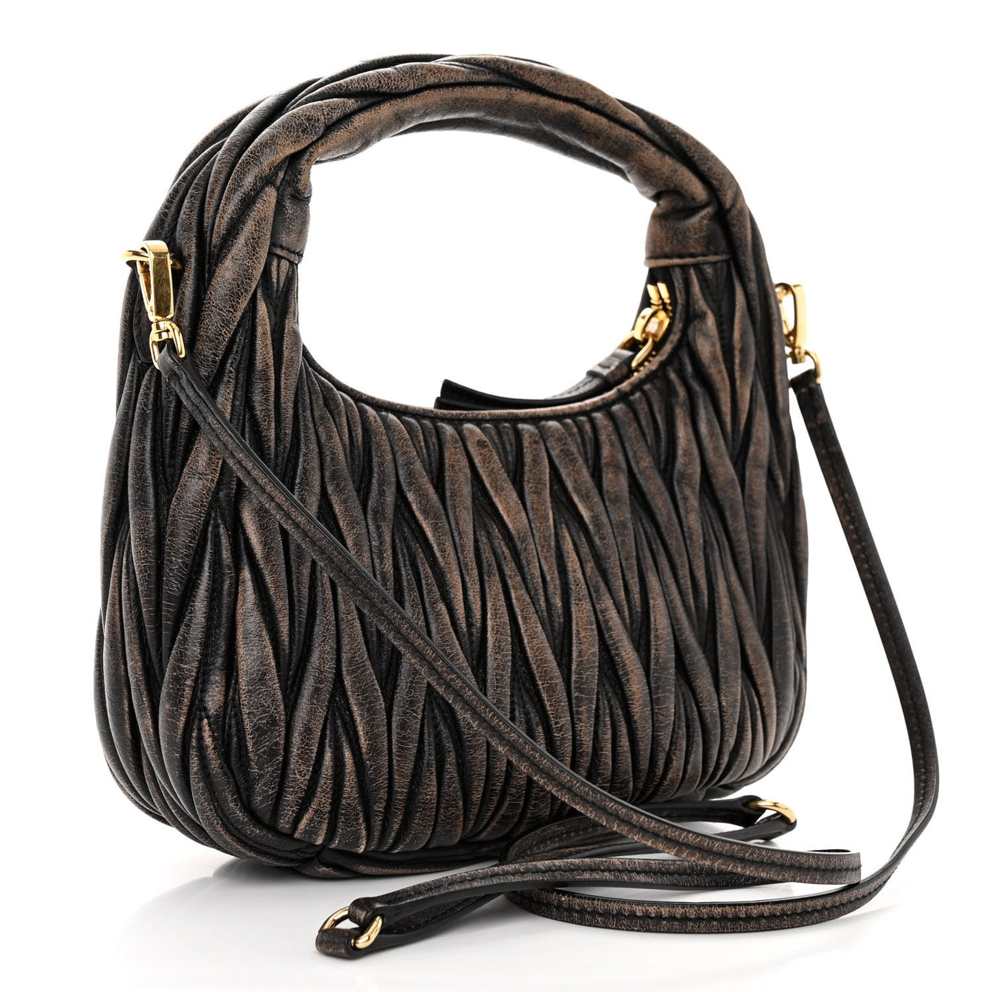 Nappa Matelasse Mini Wander Hobo Sabbia Caffe
