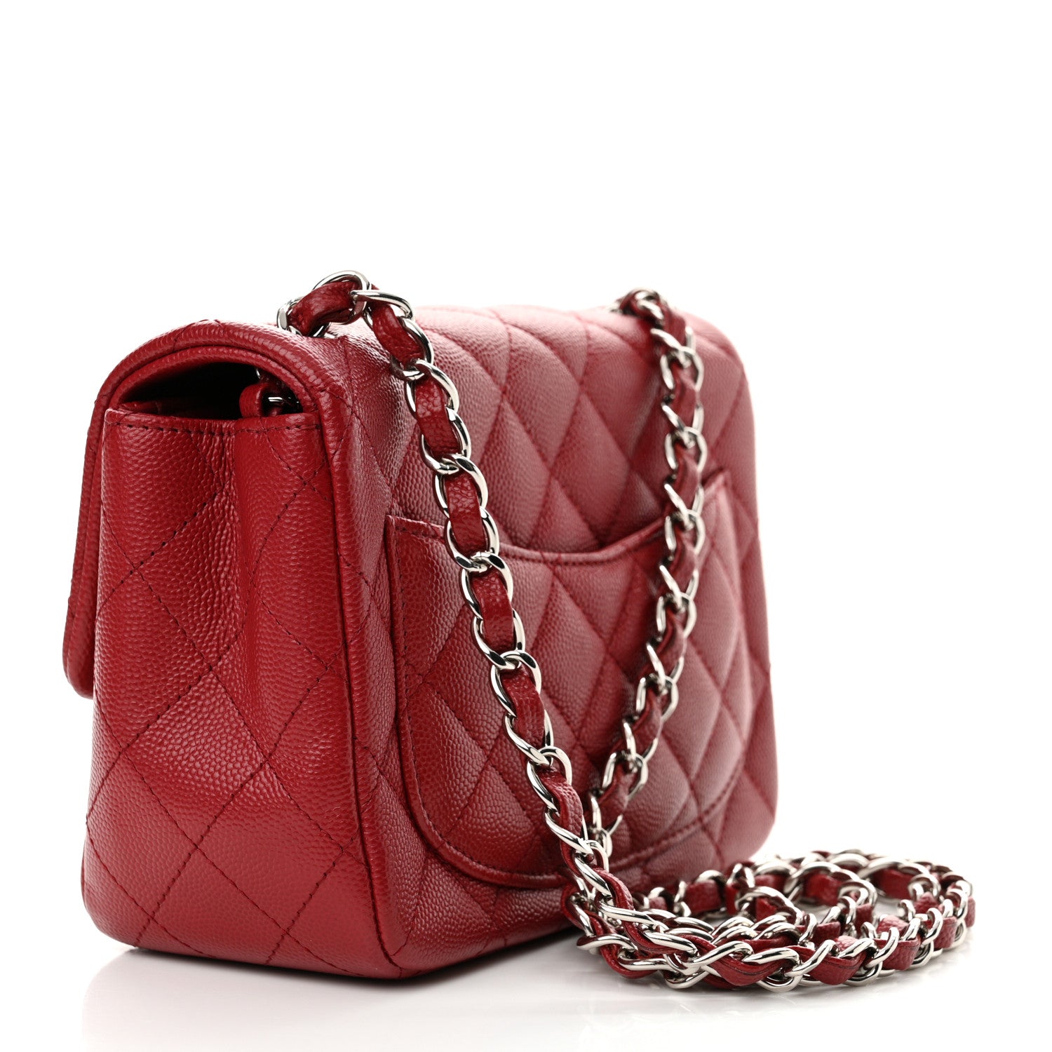 Chanel Caviar Quilted Mini Square Flap Red 3 of 12