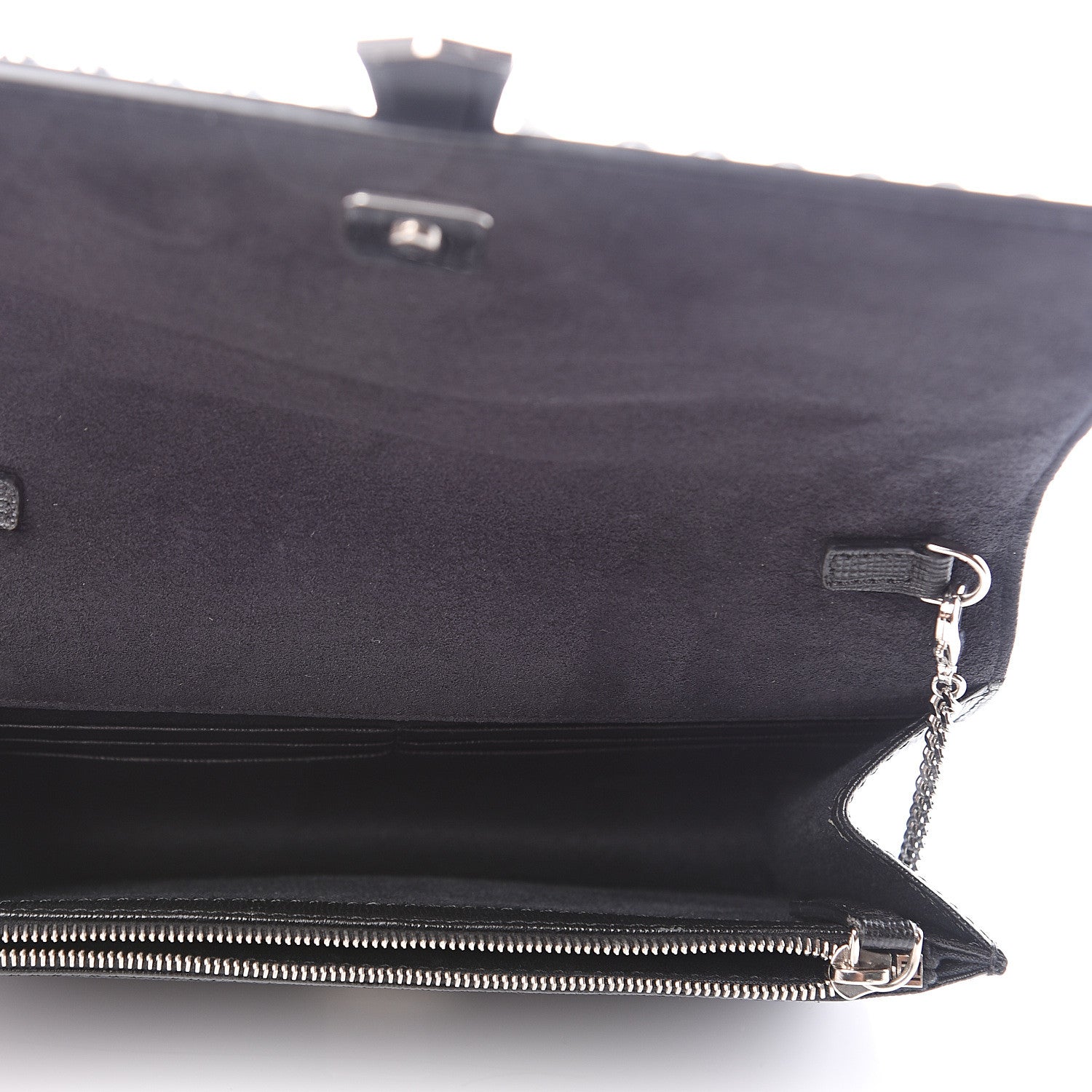 Fendi Vitello Elite Mink Fur Studded Karlito Tube Wallet on Chain Black 4 of 10