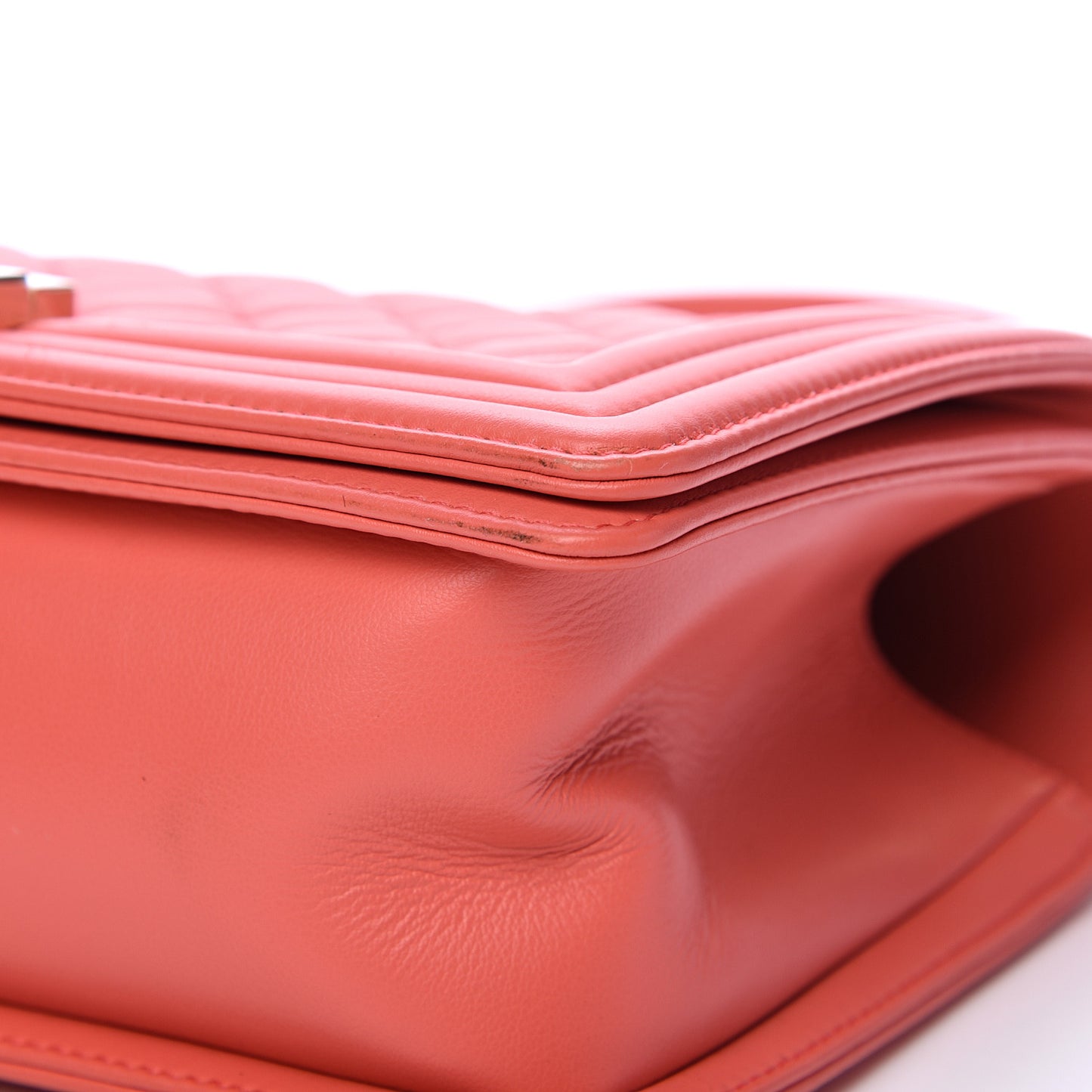 Lambskin Quilted Medium Boy Flap Coral