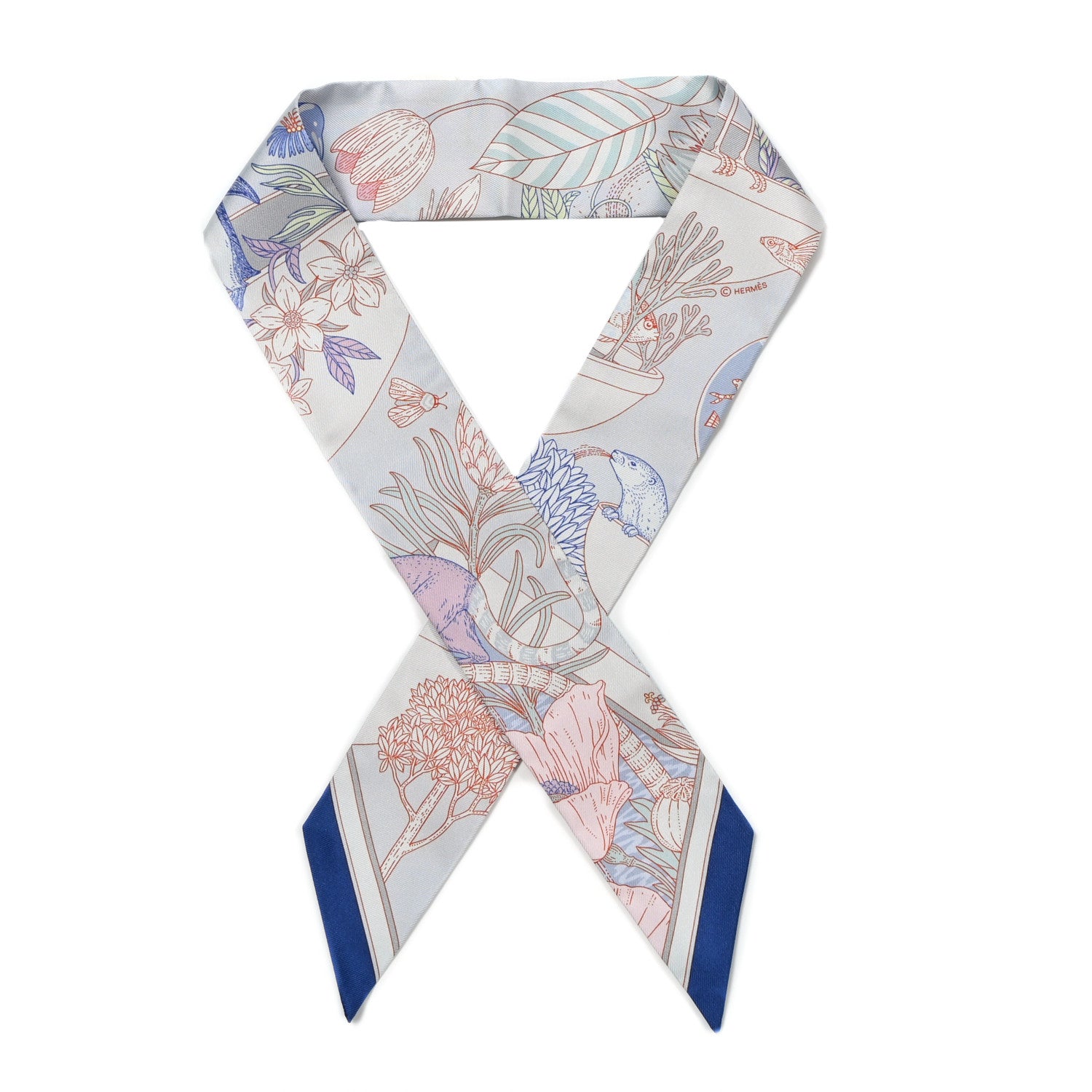 Hermes Silk Precious Paradise Twilly Gris Perle 1 of 4
