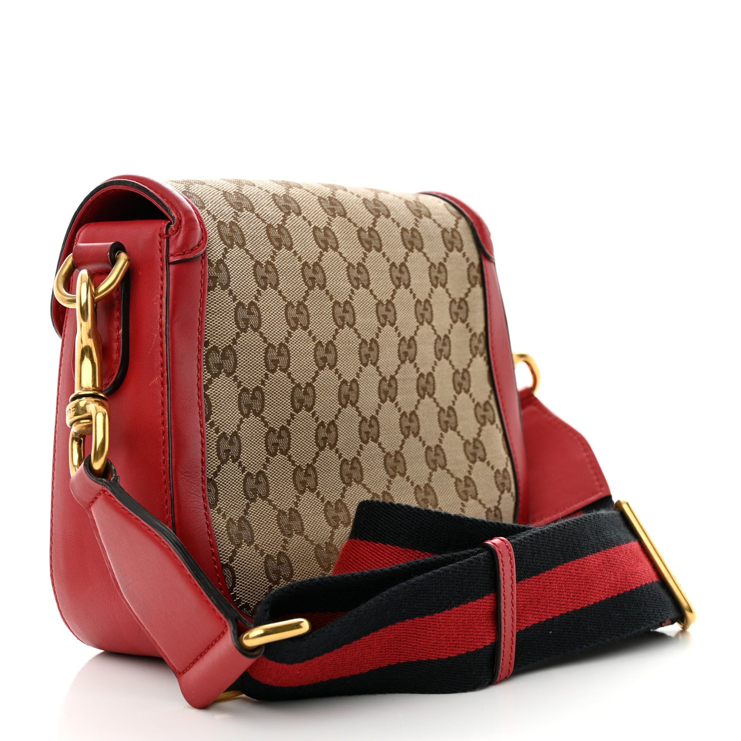Monogram Ruinart Calfskin Medium Lady Web Shoulder Bag Beige Ebony Hibiscus Red