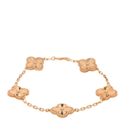 Van Cleef & Arpels 18K Yellow Gold 5 Motifs Guilloche Vintage Alhambra Bracelet 1 of 4