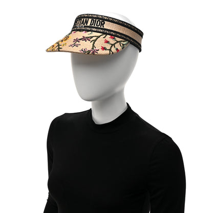 Christian Dior Raffia Embroidered Petites Fleurs Visor Natural 2 of 8