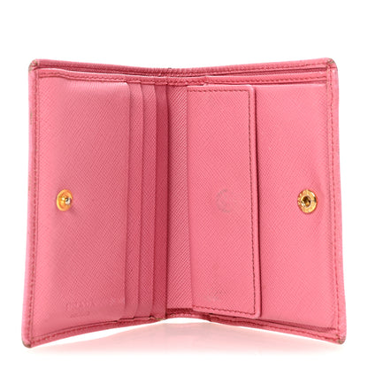 Prada Saffiano Metal Compact Snap Bi-Fold Wallet Geranio 5 of 7