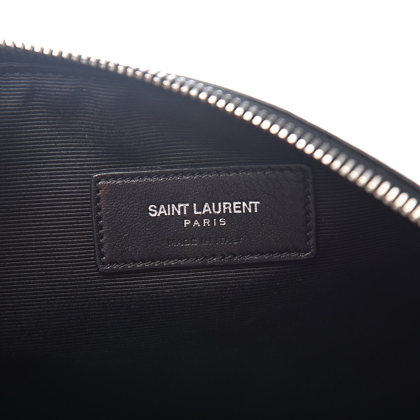 Calfskin Crocodile Embossed Monogram Zip Pouch Black