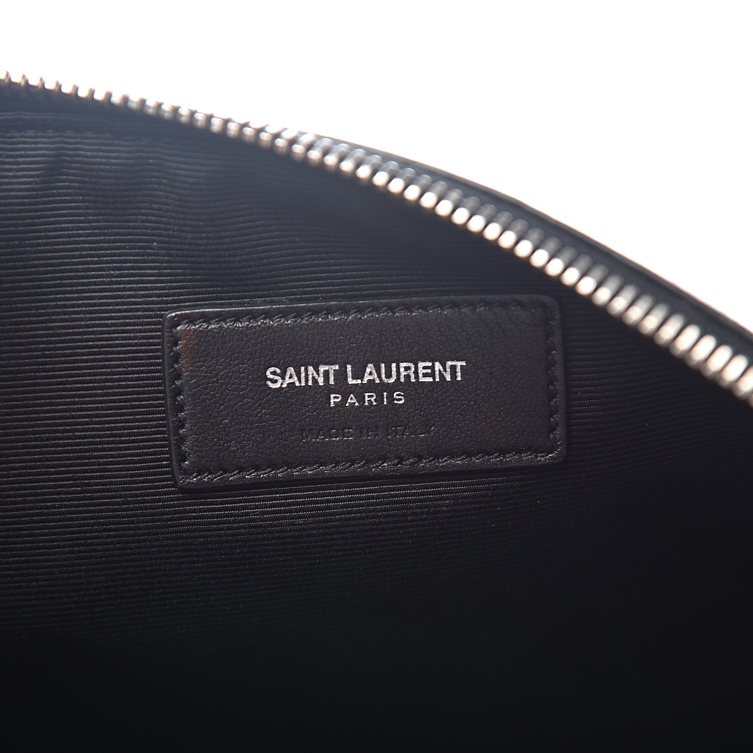 Saint Laurent Calfskin Crocodile Embossed Monogram Zip Pouch Black 5 of 7