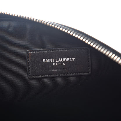 Saint Laurent Calfskin Crocodile Embossed Monogram Zip Pouch Black 5 of 7